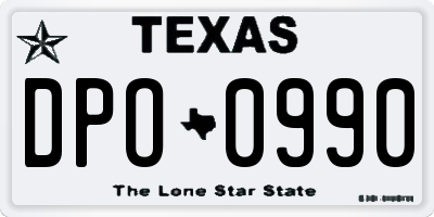 TX license plate DPO0990