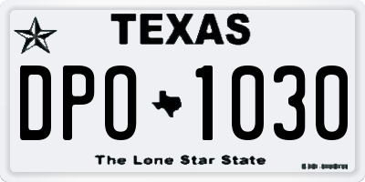 TX license plate DPO1030