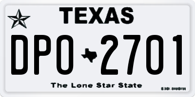 TX license plate DPO2701
