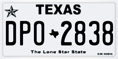 TX license plate DPO2838