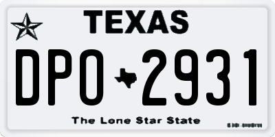 TX license plate DPO2931