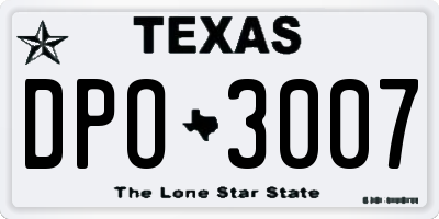 TX license plate DPO3007