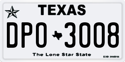 TX license plate DPO3008
