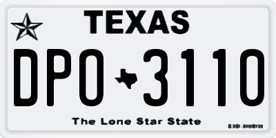 TX license plate DPO3110