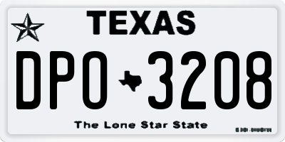 TX license plate DPO3208
