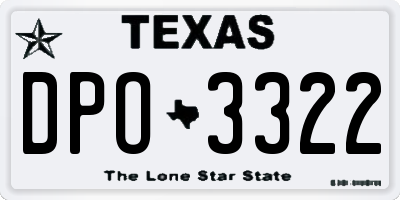 TX license plate DPO3322