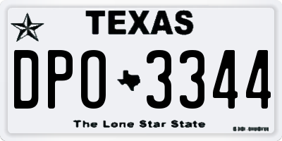 TX license plate DPO3344