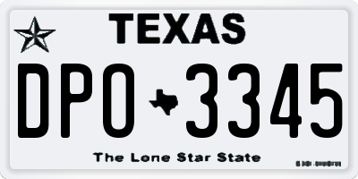 TX license plate DPO3345