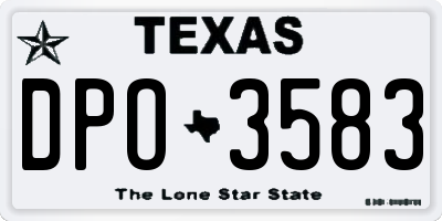 TX license plate DPO3583