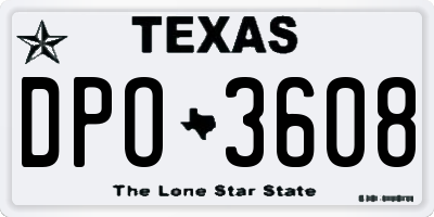 TX license plate DPO3608