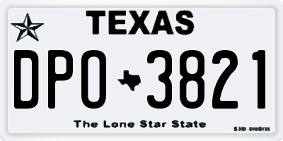 TX license plate DPO3821