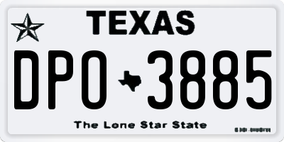 TX license plate DPO3885