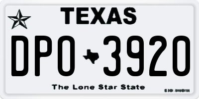 TX license plate DPO3920