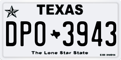 TX license plate DPO3943