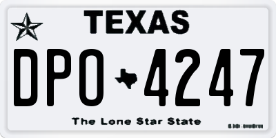 TX license plate DPO4247