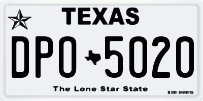 TX license plate DPO5020