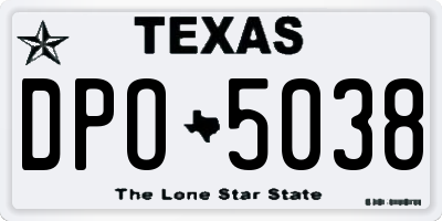 TX license plate DPO5038