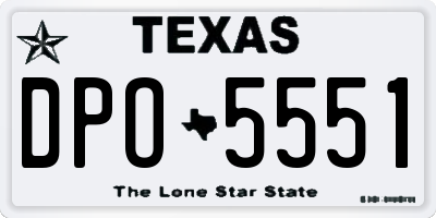 TX license plate DPO5551