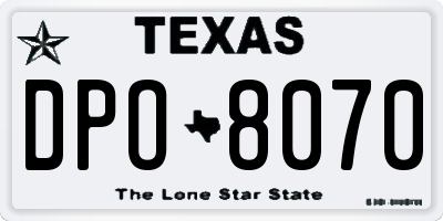 TX license plate DPO8070