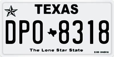 TX license plate DPO8318