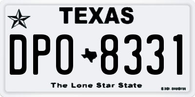TX license plate DPO8331