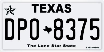 TX license plate DPO8375