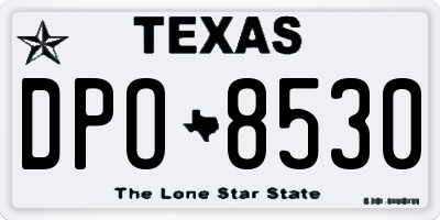 TX license plate DPO8530