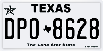 TX license plate DPO8628