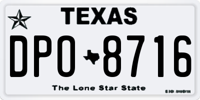 TX license plate DPO8716