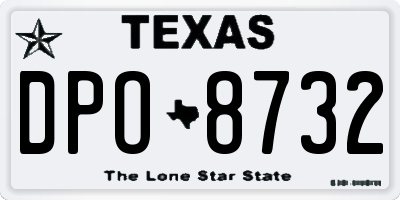 TX license plate DPO8732