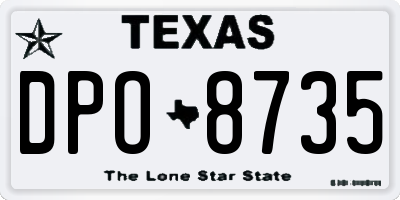 TX license plate DPO8735