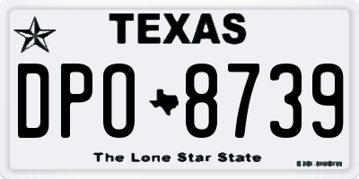 TX license plate DPO8739