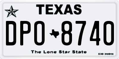 TX license plate DPO8740