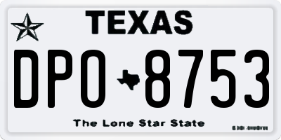 TX license plate DPO8753