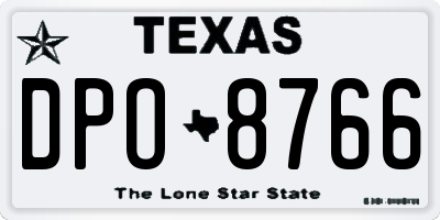 TX license plate DPO8766
