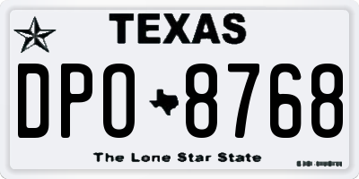 TX license plate DPO8768