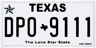 TX license plate DPO9111