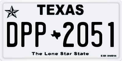TX license plate DPP2051