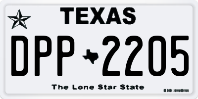 TX license plate DPP2205