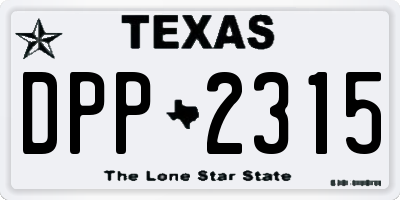 TX license plate DPP2315