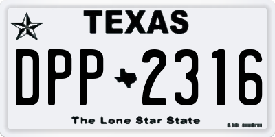 TX license plate DPP2316