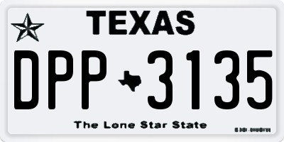 TX license plate DPP3135