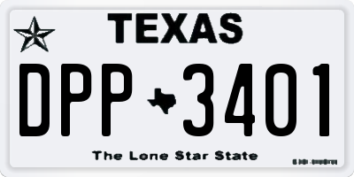 TX license plate DPP3401