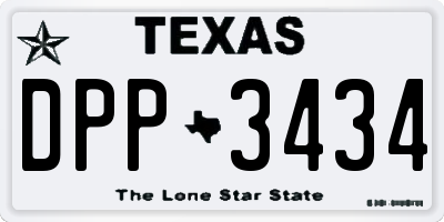 TX license plate DPP3434