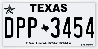 TX license plate DPP3454