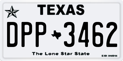 TX license plate DPP3462