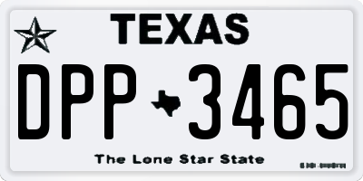 TX license plate DPP3465