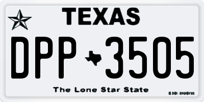 TX license plate DPP3505