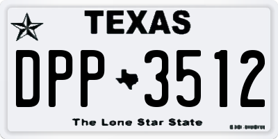 TX license plate DPP3512