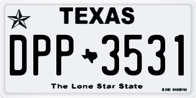 TX license plate DPP3531